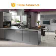 Grey color high gloss lacquer kitchen cabinet with blum hardware